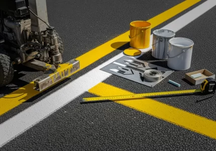 Aplicacion de señalamiento en carretera